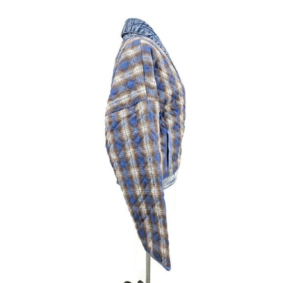 New BlankNYC Fall for You Kimono Jacket Womens XS Denim Plaid Quilted Blank NYC - Picture 3 of 8